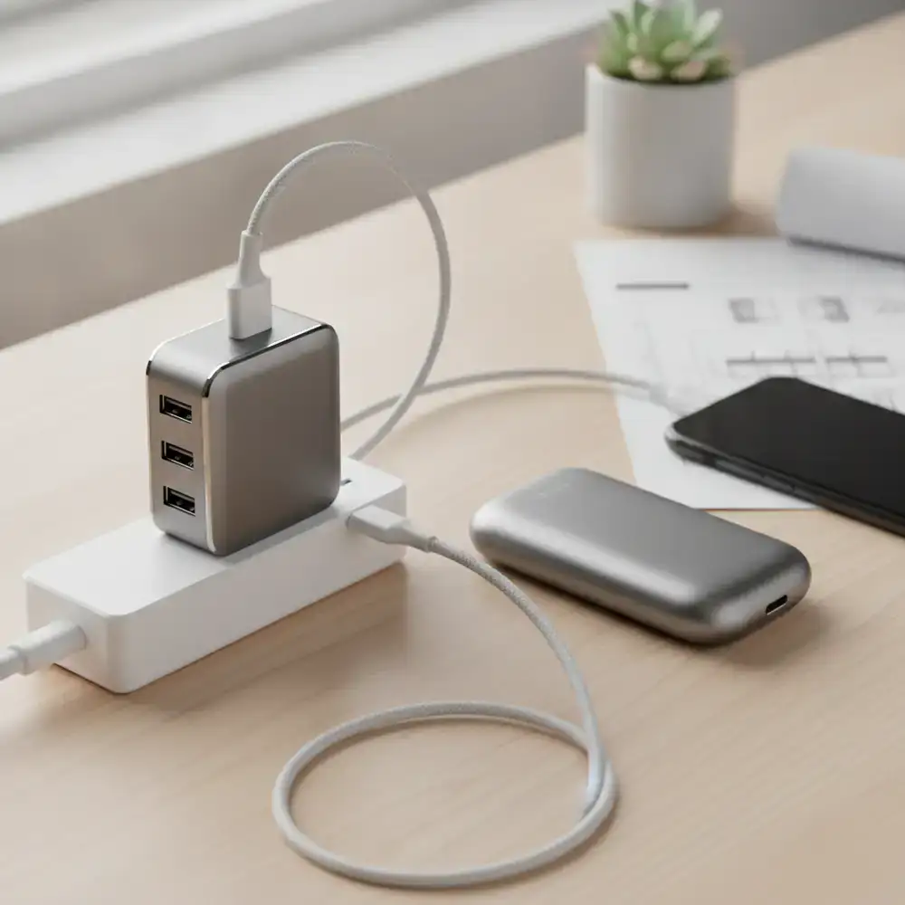 A fast charging adapter and a sleek magnetic power bank
